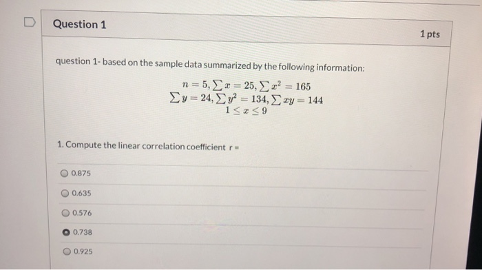 Solved Question 1 1 pts question 1- based on the sample data | Chegg.com