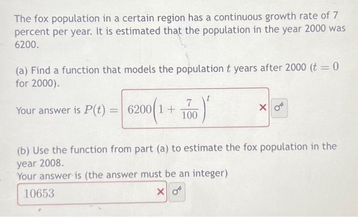 Solved The fox population in a certain region has a | Chegg.com