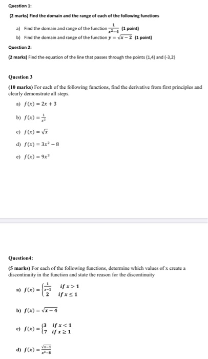 Solved Question 1: (2 marks) Find the domain and the range | Chegg.com