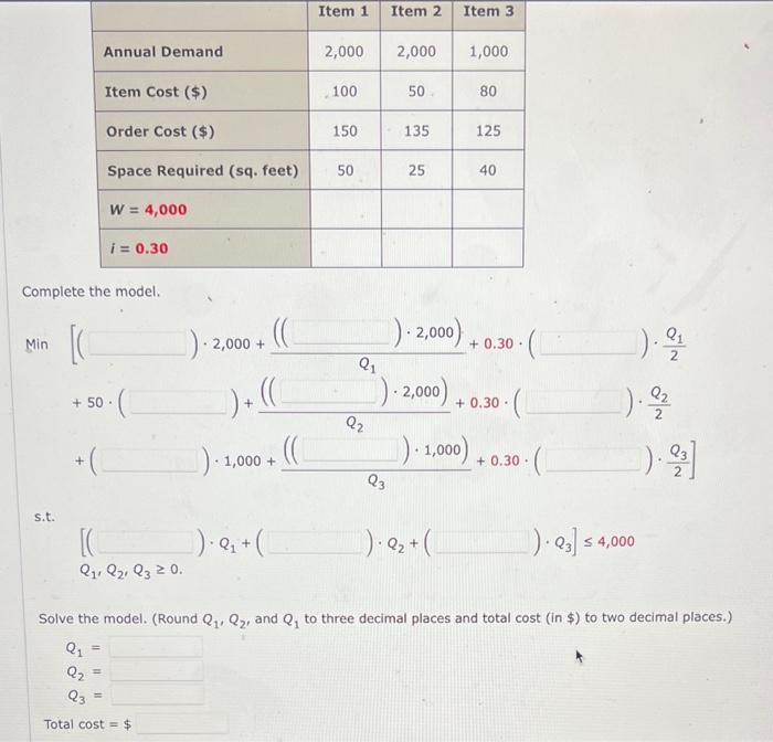 Solved The Economic Order Quantity (EOQ) Model Is A | Chegg.com