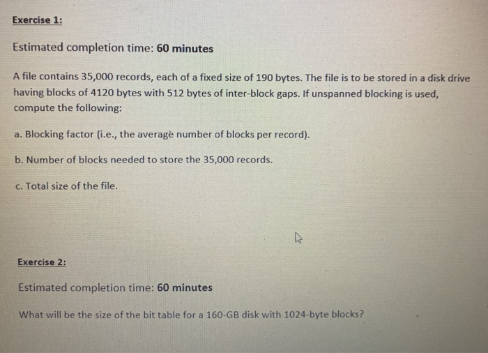 Solved Exercise 1 Estimated completion time 60 minutes A Chegg