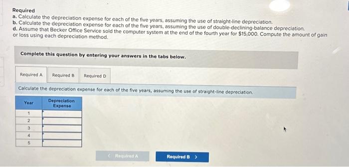 Solved Required A. Calculate The Depreciation Expense For | Chegg.com