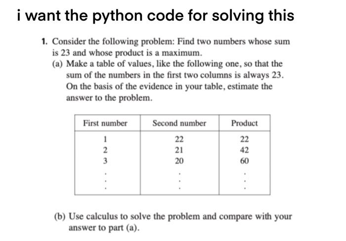 Solved I Want The Python Code For Solving This 1. Consider | Chegg.com