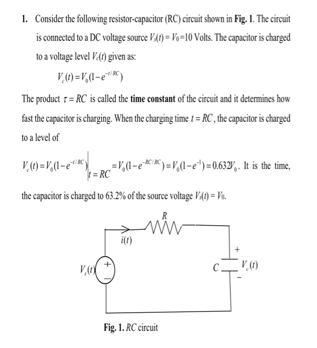 Solved 1. Consider the following resistor-capacitor (RC) | Chegg.com