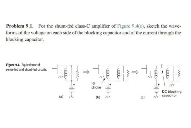 Solved Problem 9.1. For the shunt-fed class-C amplifier of | Chegg.com