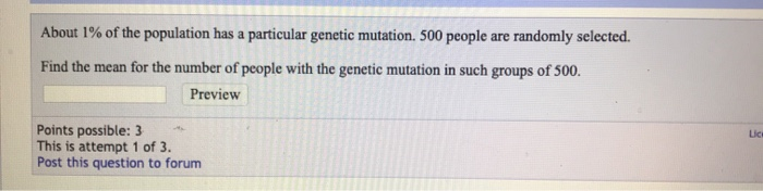 Solved About 1% of the population has a particular genetic | Chegg.com