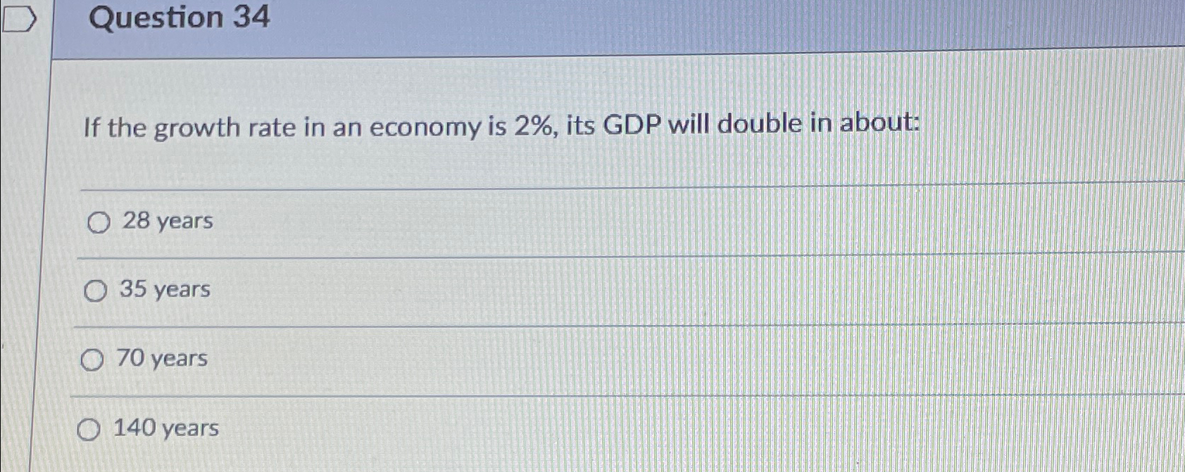 Solved Question 34If The Growth Rate In An Economy Is 2%, | Chegg.com