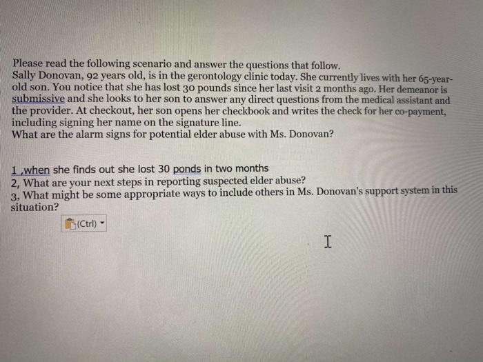 Solved Please read the following scenario and answer the | Chegg.com