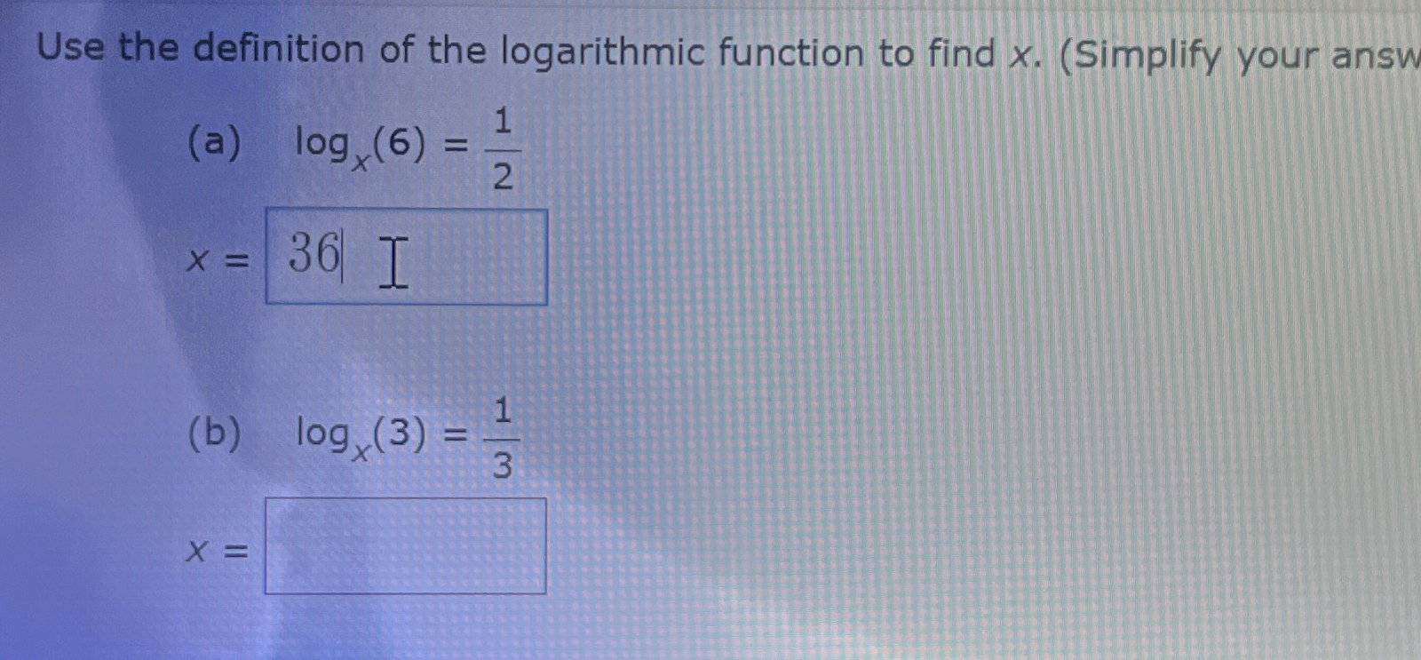 Solved Use the definition of the logarithmic function to | Chegg.com