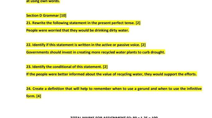 Section A: ay nay (20 Read the test below and answer | Chegg.com