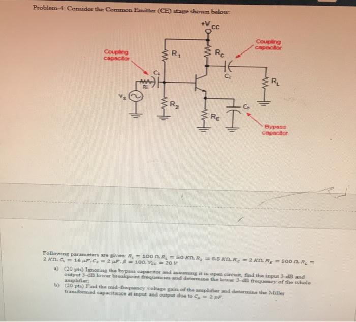 Solved Problem-4: Consider the Common Emitter (CE) stage | Chegg.com