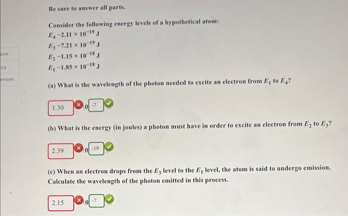 Solved Consider the following energy levels of a | Chegg.com