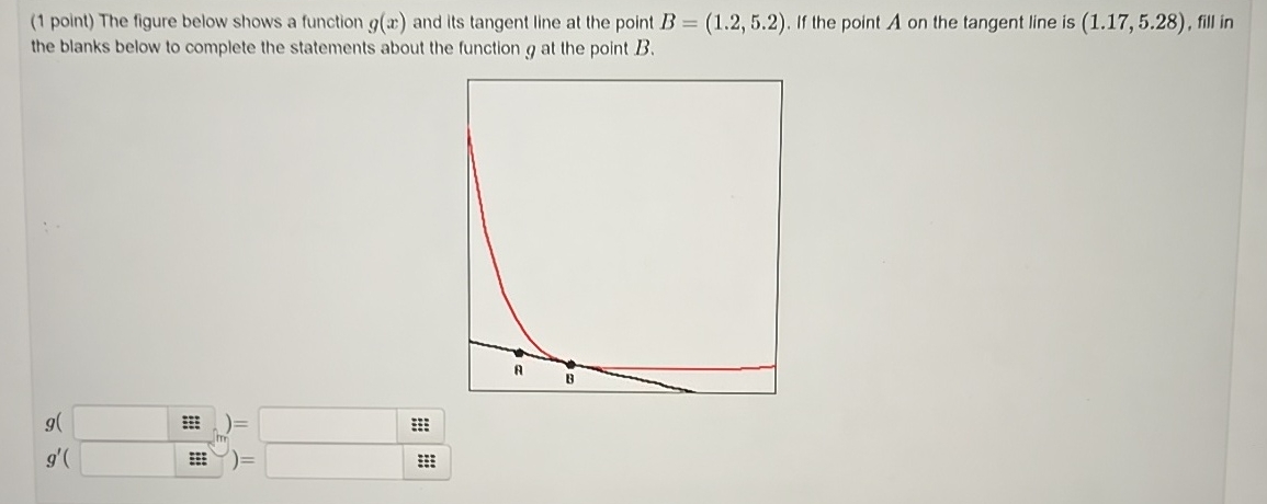 (1 ﻿point) ﻿The figure below shows a function g(x) | Chegg.com