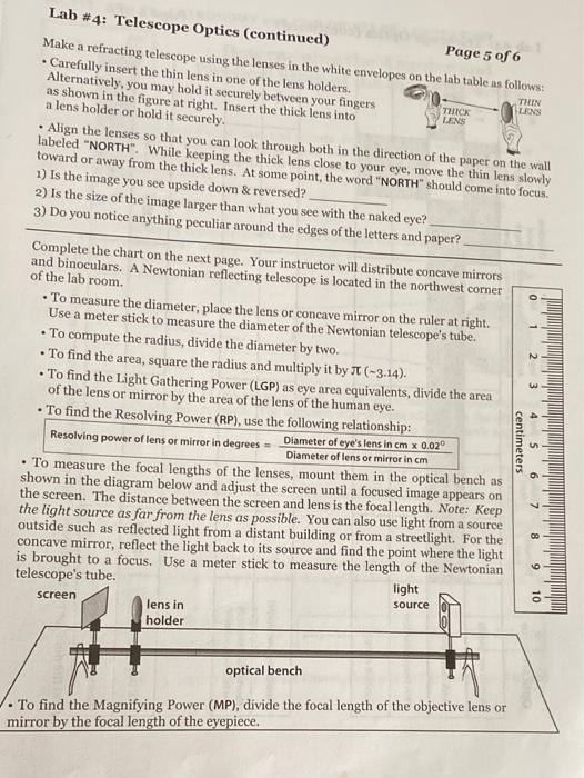 Lab 4 Telescope Optics (continued) Page 5 of 6 Make