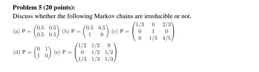 Solved Problem 5 (20 points): Discuss whether the following | Chegg.com