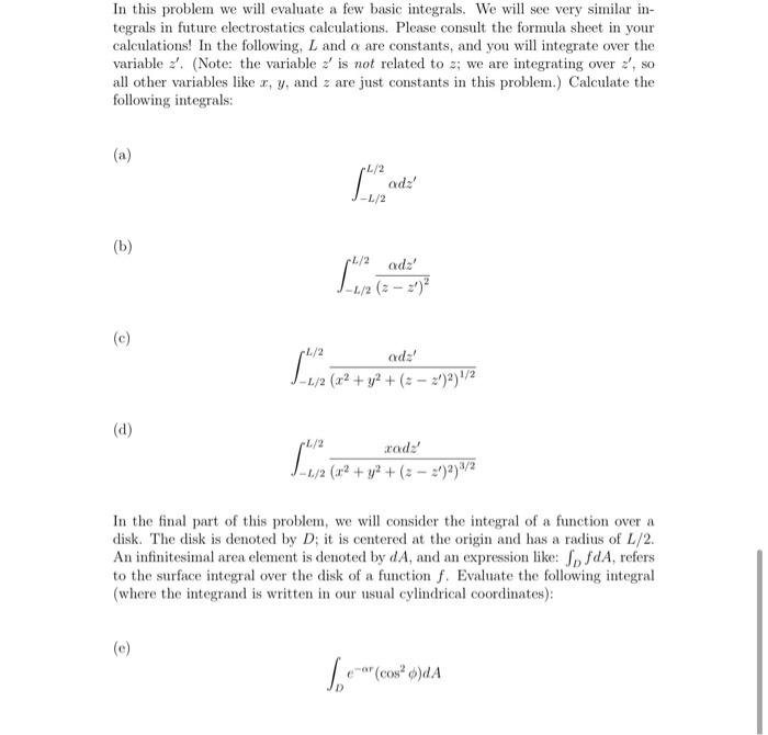 Solved In this problem we will evaluate a few basic | Chegg.com