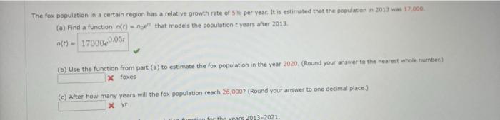 Solved The fox population in a certain region has a relative | Chegg.com