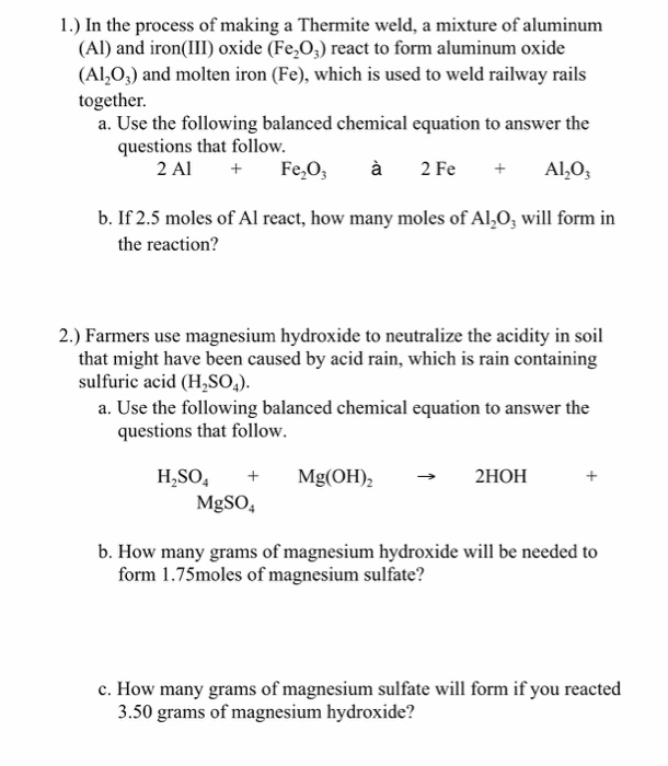 Solved 1.) In the process of making a Thermite weld, a | Chegg.com