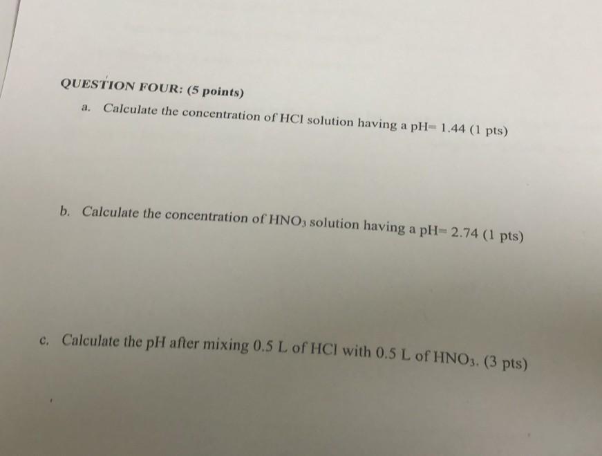 Solved a. Calculate the concentration of HCl solution having | Chegg.com