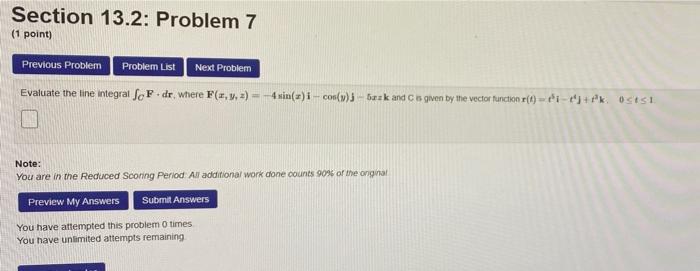 Solved Section 13.2: Problem 7 (1 point) Previous Problem | Chegg.com