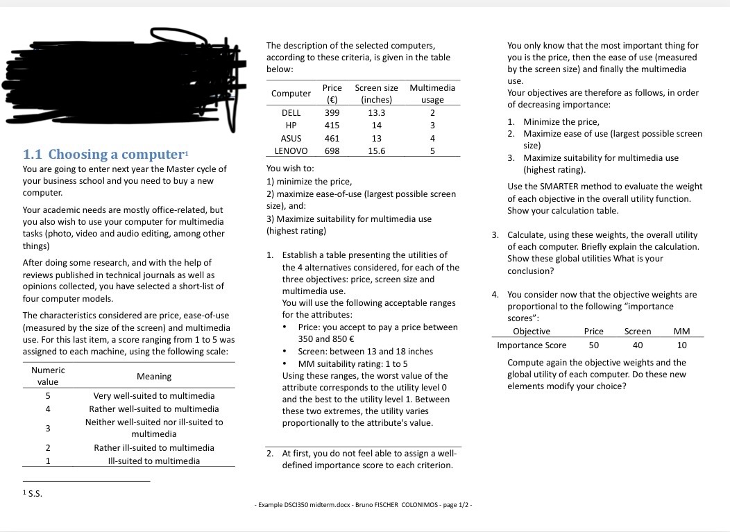 Computer Optimal Entry Solved 1.1 Choosing a computer ?1You are going to enter | Chegg.com