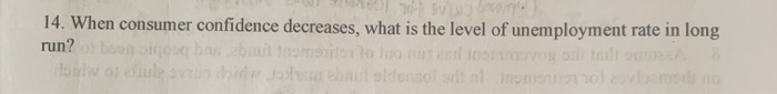 Solved Ver 14. When Consumer Confidence Decreases, What Is | Chegg.com