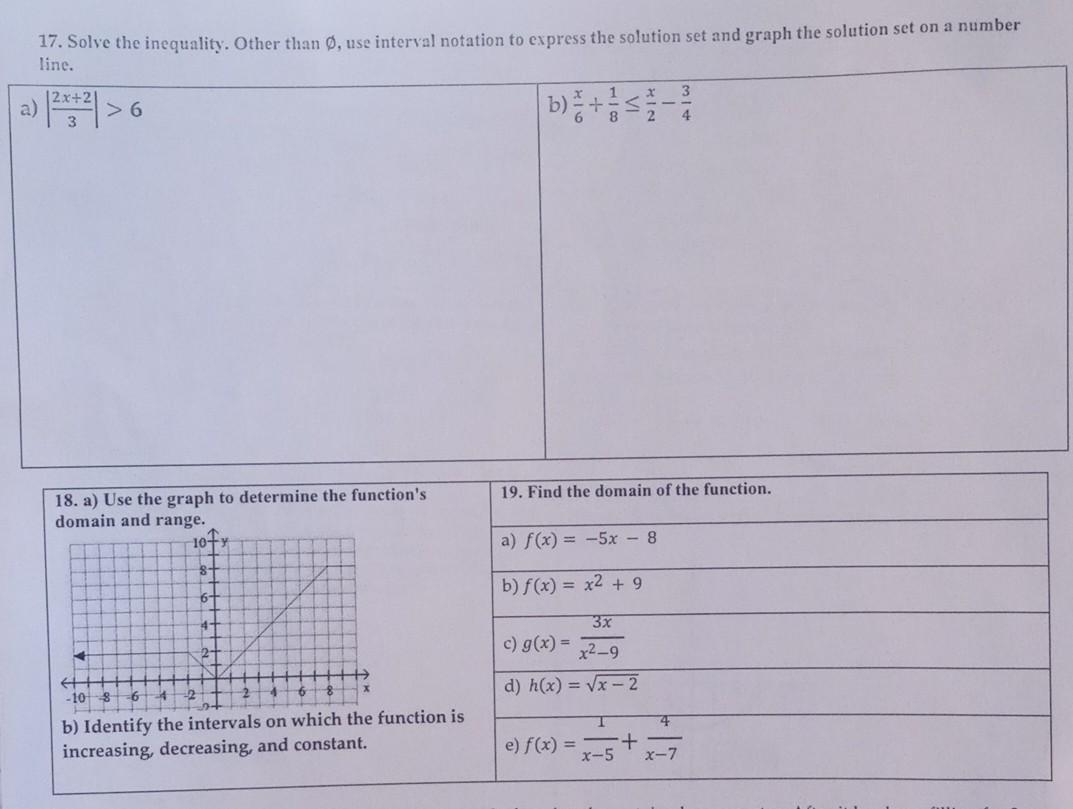 Solved 17 Solve The Inequality Other Than O Use Interv Chegg Com