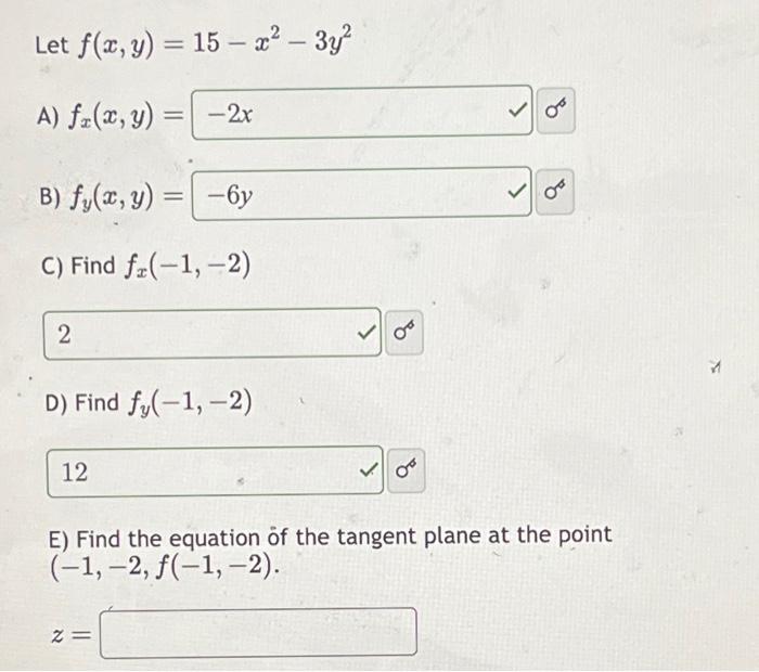 Solved Let F X Y 15 X² 3y² A Fz X Y B Fy X Y