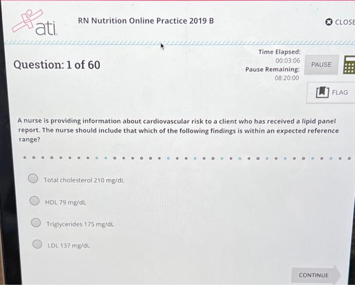 Solved f ati. RN Nutrition Online Practice 2019 B Question