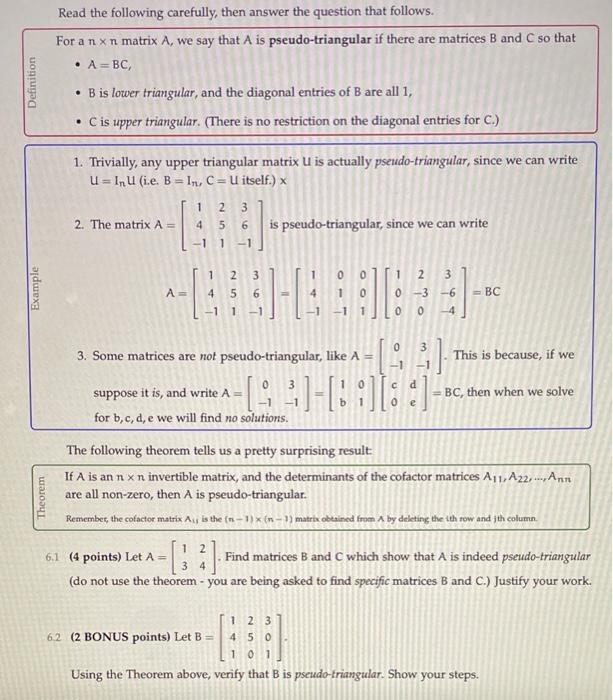 Solved Read the following carefully, then answer the | Chegg.com