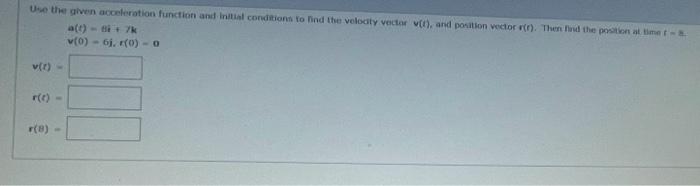 Solved Use the given acceleration function and initial | Chegg.com