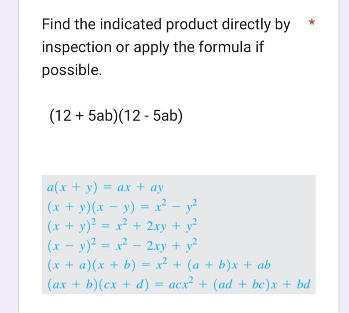 Solved Find the indicated product directly by inspection or | Chegg.com