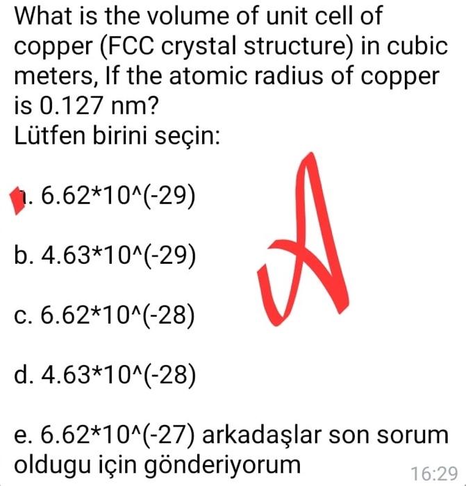 Solved What is the volume of unit cell of copper (FCC | Chegg.com