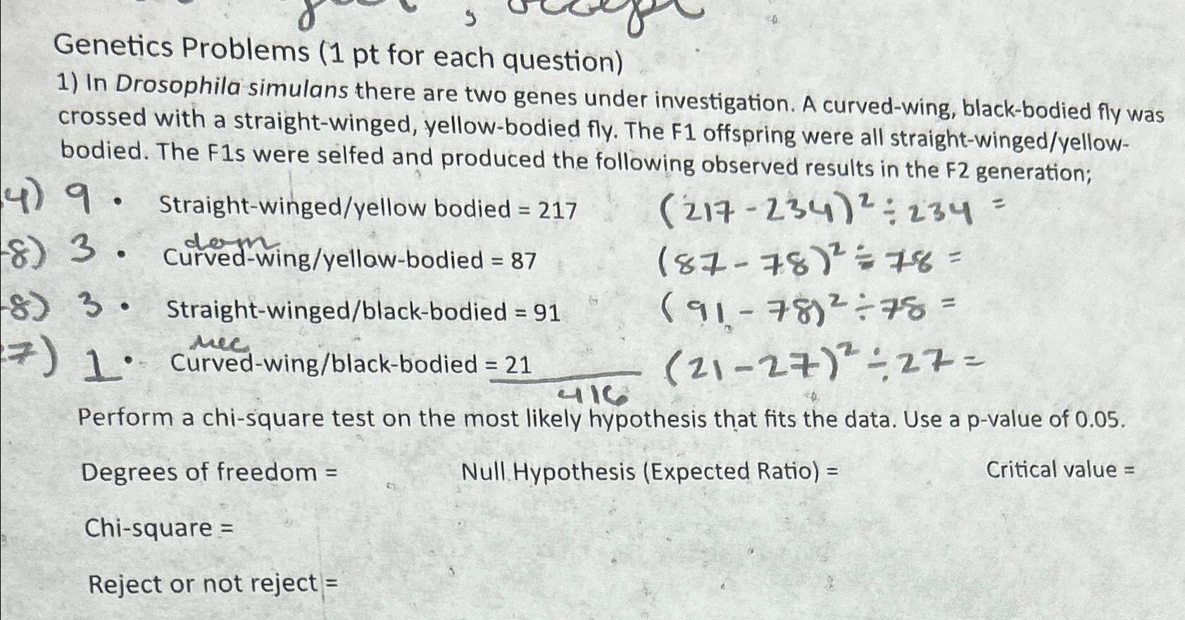 Solved Genetics Problems (1 ﻿pt for each question)In | Chegg.com