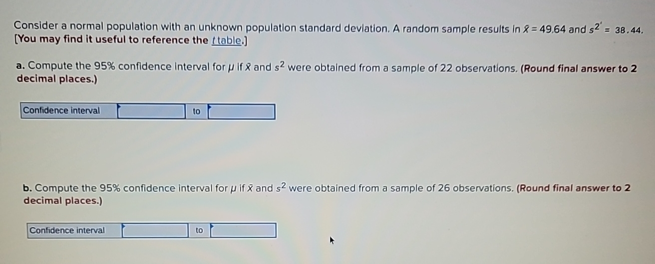 Solved Consider a normal population with an unknown | Chegg.com