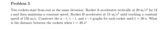 Solved Problem 5 Two Rockets Start From Rest At The Same | Chegg.com