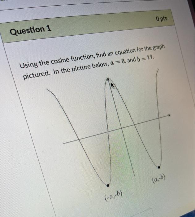 Solved O pts Question 1 Using the cosine function, find an | Chegg.com