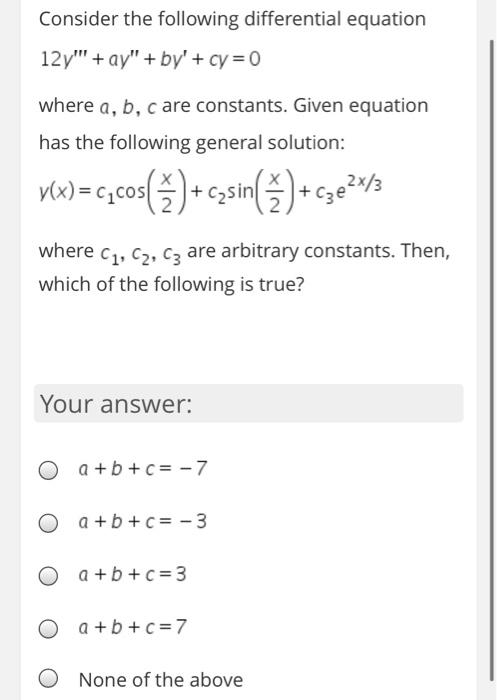 Solved Consider the following differential equation 12y""' + | Chegg.com