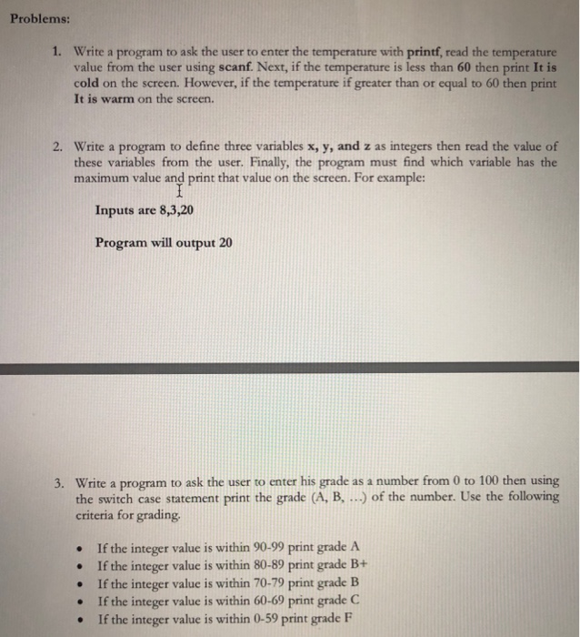 Solved Problems: Write a program to ask the user to enter | Chegg.com
