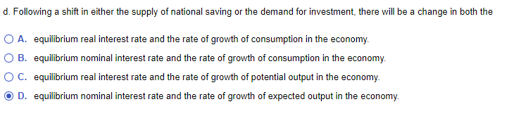 Solved d. ﻿Following a shift in either the supply of | Chegg.com