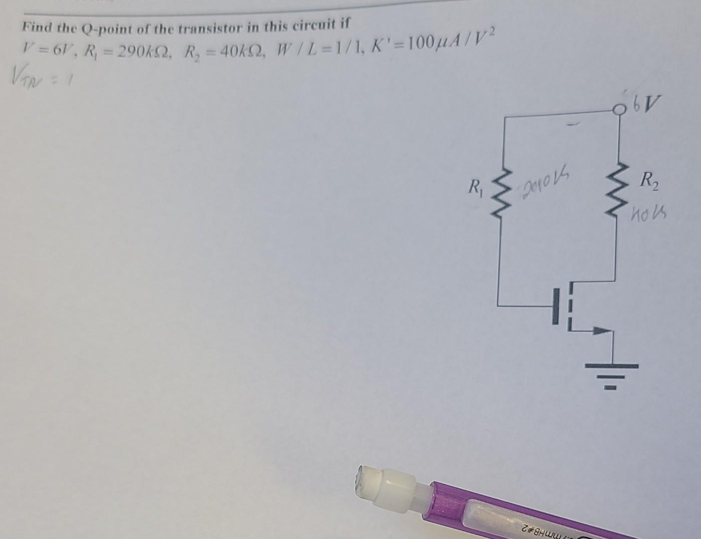 Solved Find the Q-point of the transistor in this circuit if | Chegg.com