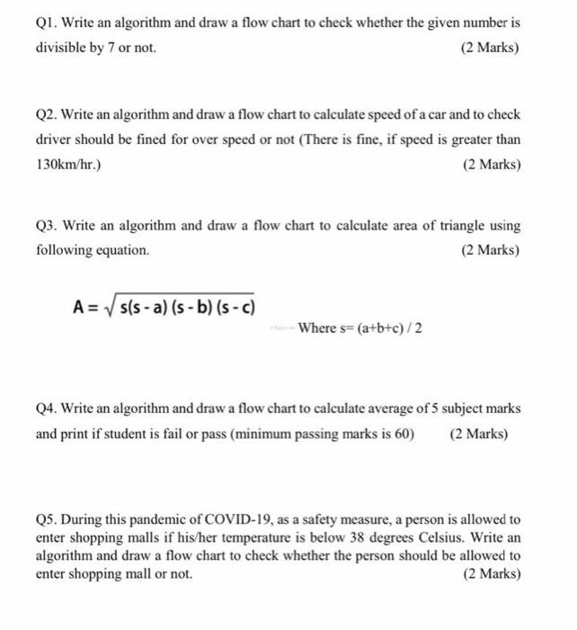 Solved Q1. Write an algorithm and draw a flow chart to check | Chegg.com