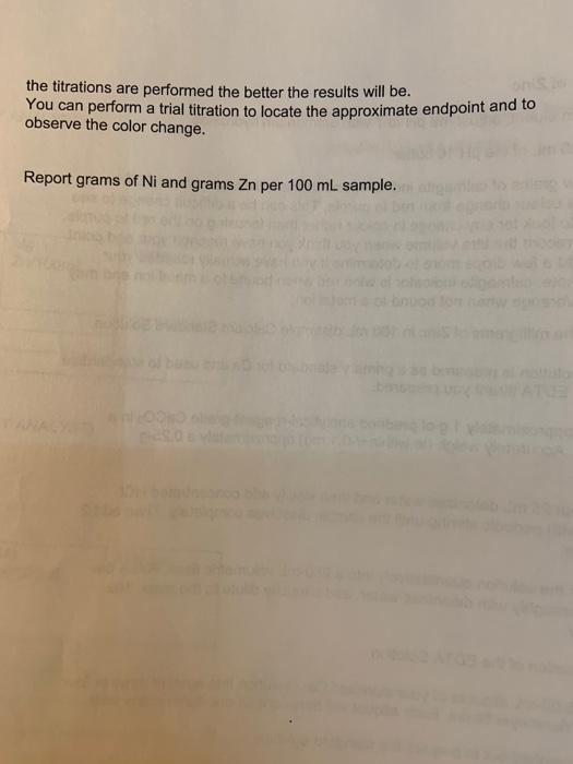 Calculate the milligrams of zinc in 100 ml of sample.