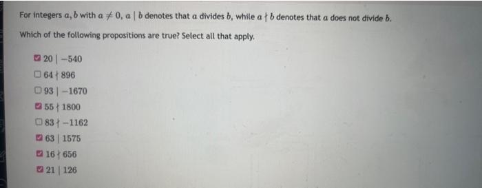 Solved For integers a,b with a =0,a∣b denotes that a divides | Chegg.com