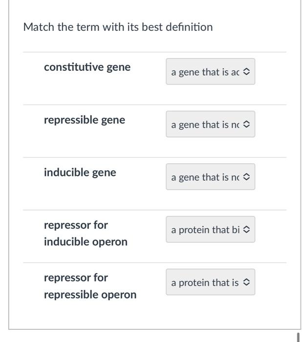 Solved Match The Term With Its Best Definition Constitutive Chegg Com