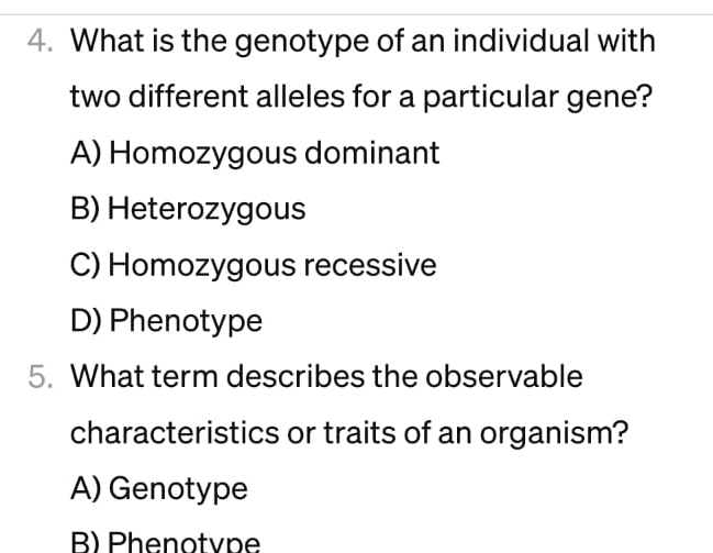 Solved What is the genotype of an individual with two | Chegg.com