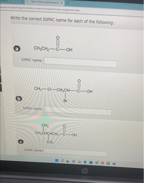 Solved Write The Correct Iupac Name For Each Of The 4055