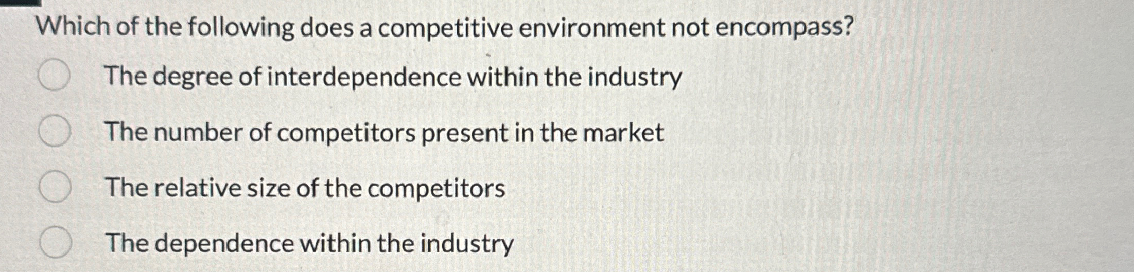 Solved Which of the following does a competitive environment | Chegg.com