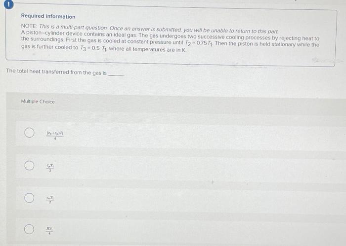 Solved Required information NOTE This is a multi part | Chegg.com