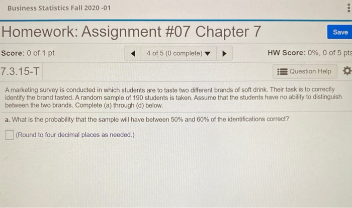 business statistics homework answers